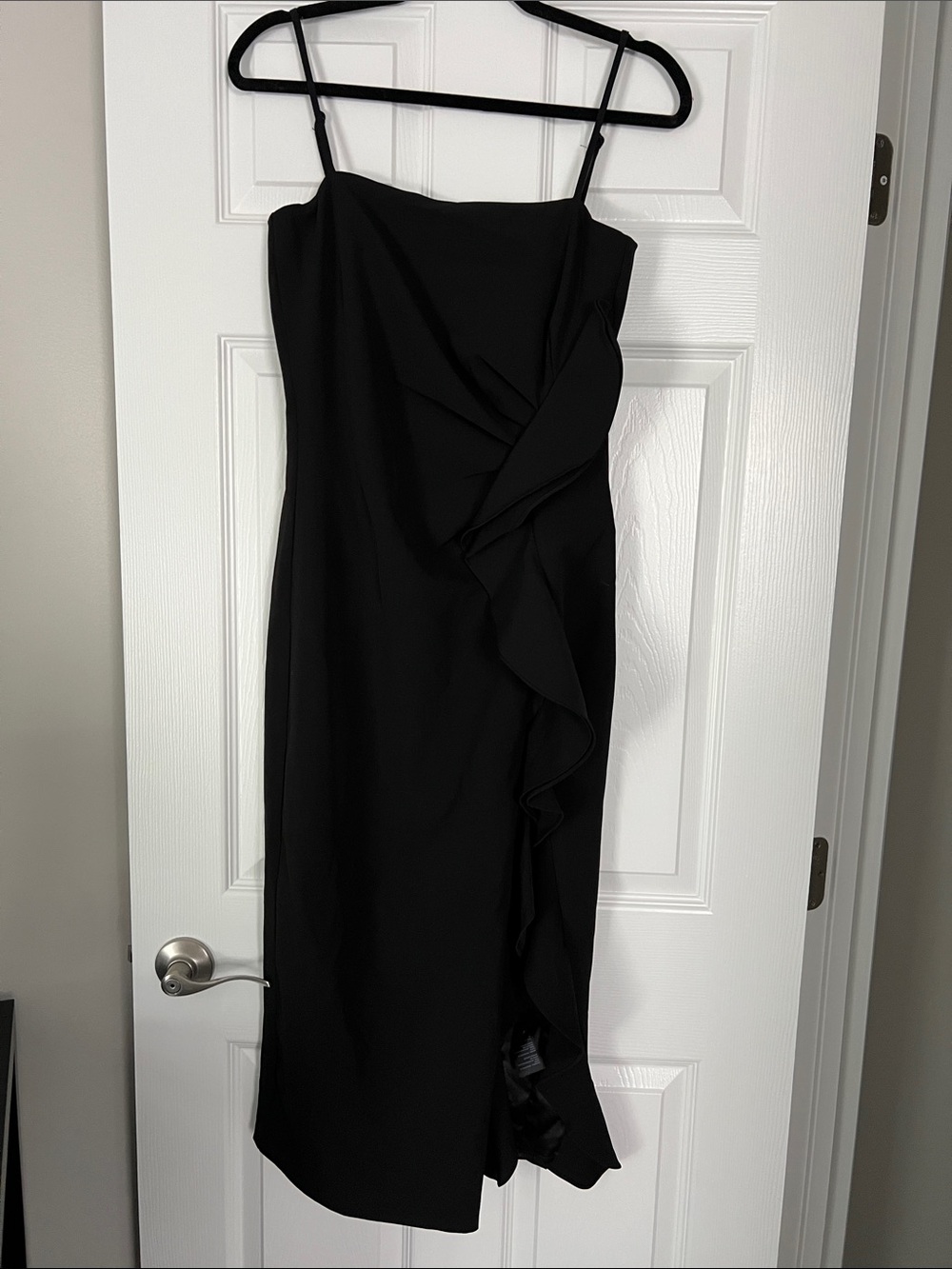 Bardot Black Ruffle Midi Dress